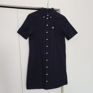 Fred Perry Dark Blue Button-Up Midi Dress